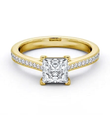 Princess Diamond 4 Prong Engagement Ring 18K Yellow Gold Solitaire ENPR81S_YG_THUMB1