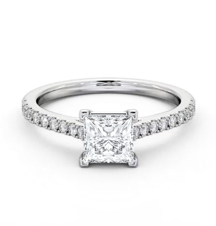 Princess Diamond 4 Prong Engagement Ring 18K White Gold Solitaire ENPR82S_WG_THUMB1