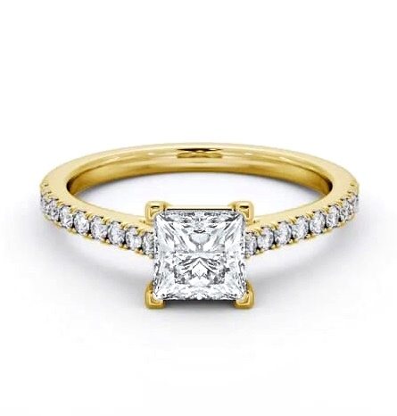 Princess Diamond 4 Prong Engagement Ring 18K Yellow Gold Solitaire ENPR82S_YG_THUMB1