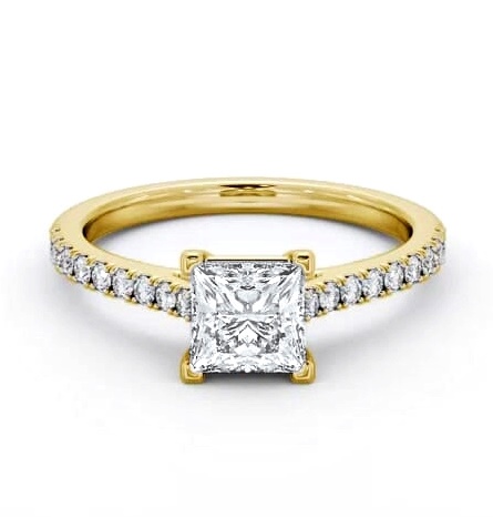 Princess Diamond 4 Prong Engagement Ring 18K Yellow Gold Solitaire ENPR82S_YG_THUMB2 