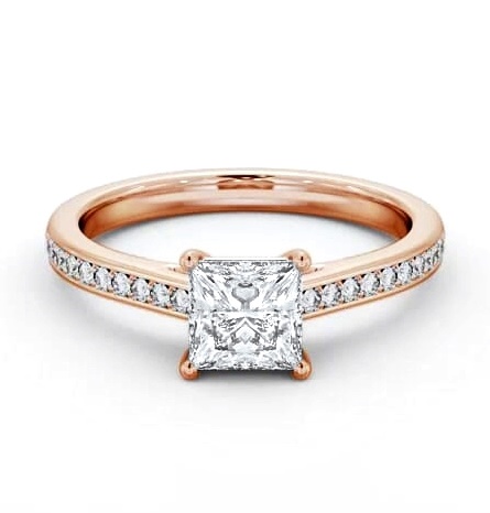 Princess Diamond 4 Prong Engagement Ring 18K Rose Gold Solitaire ENPR83S_RG_THUMB1