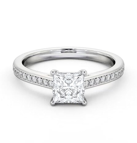 Princess Diamond 4 Prong Engagement Ring Platinum Solitaire ENPR83S_WG_THUMB1