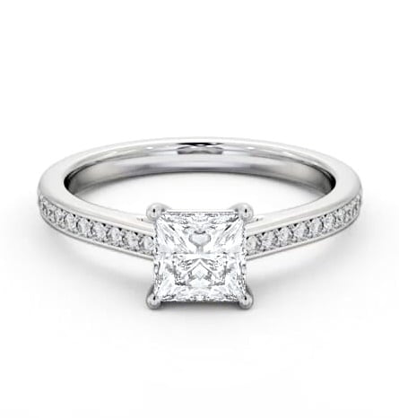 Princess Diamond 4 Prong Engagement Ring 18K White Gold Solitaire ENPR83S_WG_THUMB2 