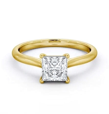 Princess Diamond Tapered Band 4 Prong Ring 18K Yellow Gold Solitaire ENPR84_YG_THUMB1