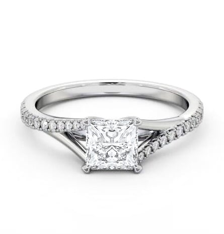 Princess Ring 18K White Gold Solitaire with Offset Side Stones ENPR84S_WG_THUMB2 