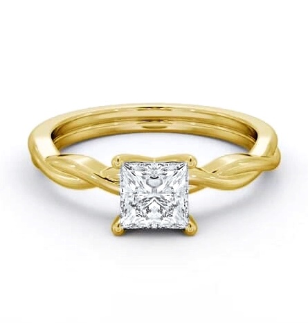 Princess Diamond Cross Over Band Ring 9K Yellow Gold Solitaire ENPR85_YG_THUMB1