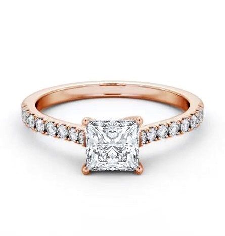 Princess Diamond Trellis Style Engagement Ring 18K Rose Gold Solitaire ENPR85S_RG_THUMB1