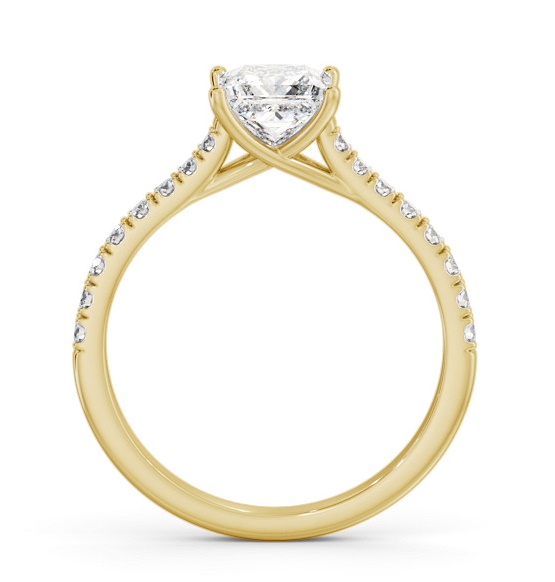 Princess Diamond Trellis Style Ring 18K Yellow Gold Solitaire ENPR85S_YG_THUMB1 