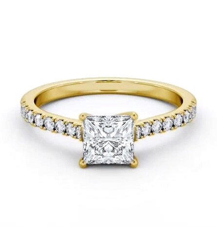 Princess Diamond Trellis Style Ring 9K Yellow Gold Solitaire ENPR85S_YG_THUMB1