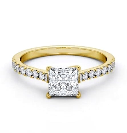 Princess Diamond Trellis Style Ring 18K Yellow Gold Solitaire ENPR85S_YG_THUMB2 