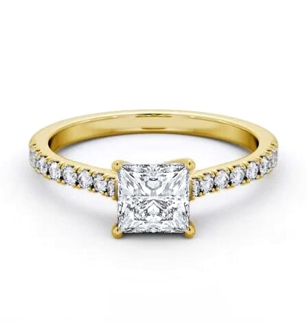 Princess Diamond Trellis Style Ring 18K Yellow Gold Solitaire ENPR85S_YG_THUMB2 