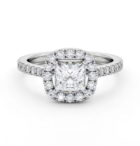 Princess Diamond with Cushion Shape Halo Engagement Ring 18K White Gold ENPR86_WG_THUMB2 