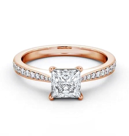 Princess Diamond Tapered Band Engagement Ring 18K Rose Gold Solitaire ENPR86S_RG_THUMB1