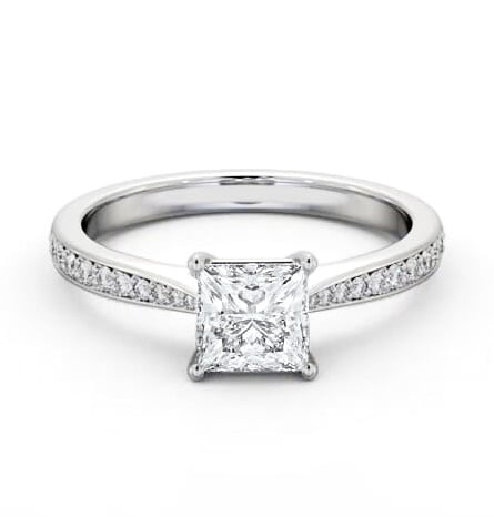 Princess Diamond Tapered Band Engagement Ring Palladium Solitaire ENPR86S_WG_THUMB2 