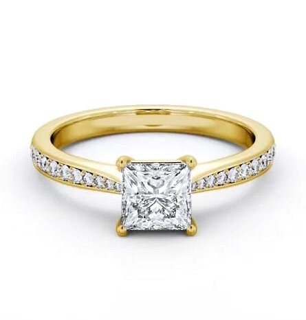Princess Diamond Tapered Band Ring 18K Yellow Gold Solitaire ENPR86S_YG_THUMB2 