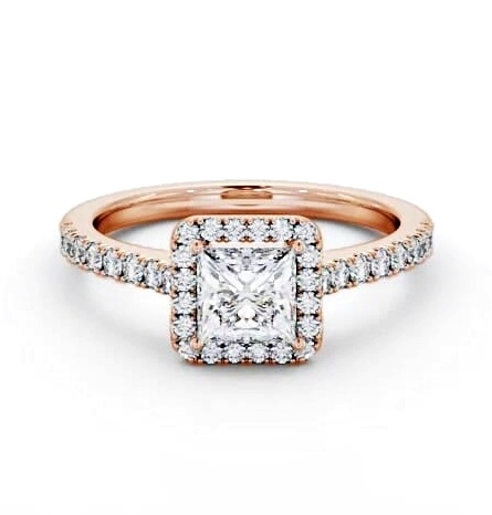 Halo Princess Diamond Classic Engagement Ring 9K Rose Gold ENPR87_RG_THUMB1