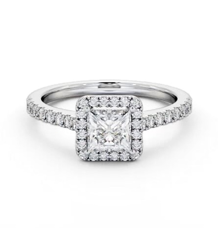 Halo Princess Diamond Classic Engagement Ring 18K White Gold ENPR87_WG_THUMB2 