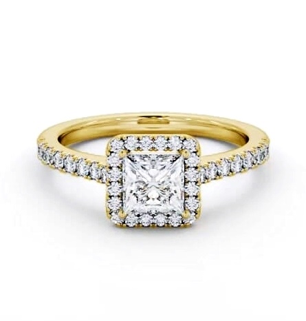 Halo Princess Diamond Classic Engagement Ring 18K Yellow Gold ENPR87_YG_THUMB1