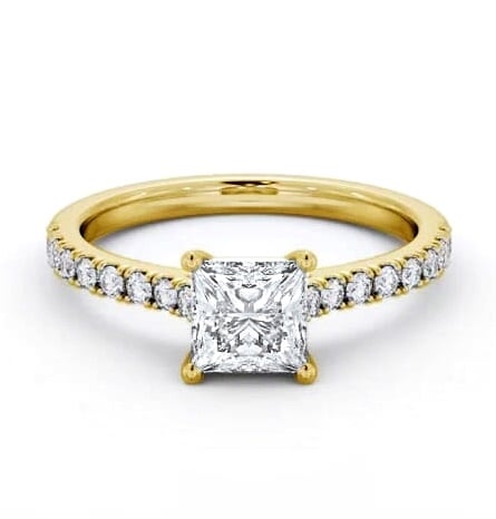 Princess Diamond 4 Prong Engagement Ring 18K Yellow Gold Solitaire ENPR87S_YG_THUMB2 