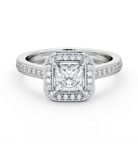 Princess Diamond with Channel Set Halo Engagement Ring 18K White Gold ENPR88_WG_THUMB2 