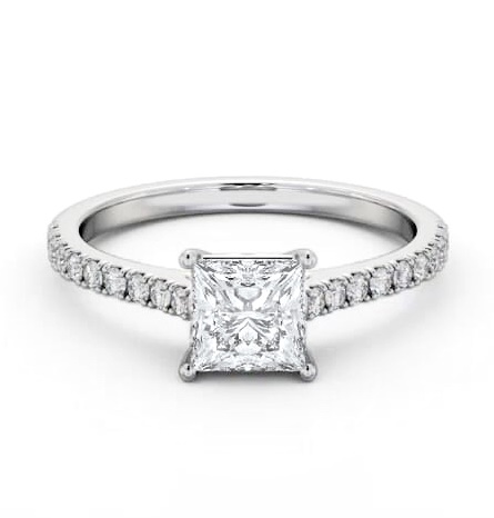 Princess Diamond Sleek Style Engagement Ring Platinum Solitaire ENPR88S_WG_THUMB1
