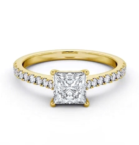 Princess Diamond Sleek Style Engagement Ring 18K Yellow Gold Solitaire ENPR88S_YG_THUMB1