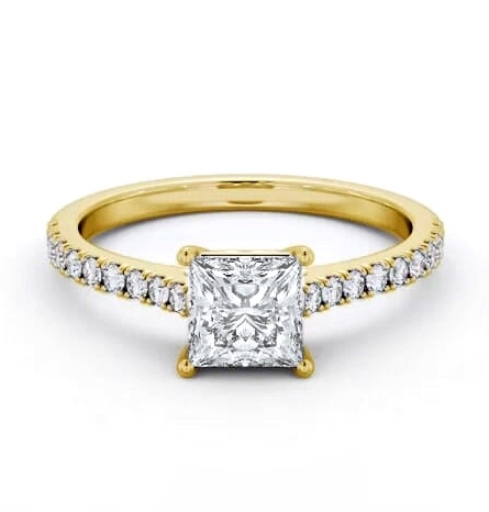 Princess Diamond Sleek Style Engagement Ring 18K Yellow Gold Solitaire ENPR88S_YG_THUMB2 