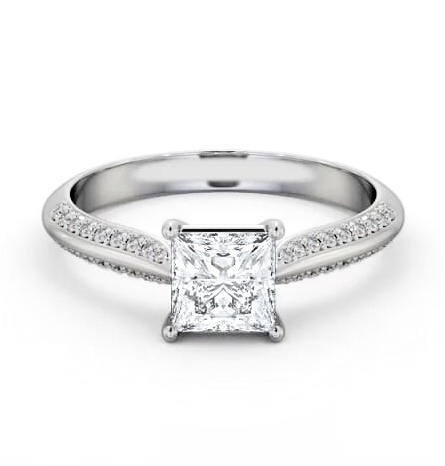 Princess Diamond Knife Edge Band Engagement Ring Platinum Solitaire ENPR89S_WG_THUMB1