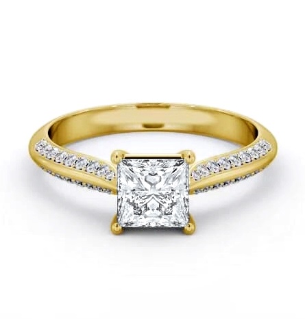 Princess Diamond Knife Edge Band Ring 18K Yellow Gold Solitaire ENPR89S_YG_THUMB2 