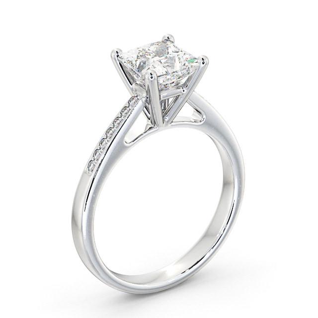 Princess Diamond Engagement Ring 9K White Gold Solitaire With Side Stones - Jubilee ENPR8S_WG_HAND