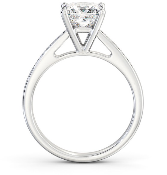 Princess Diamond High Setting Engagement Ring 9K White Gold Solitaire with Channel Set Side Stones ENPR8S_WG_THUMB1
