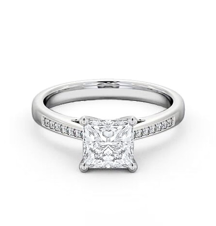 Princess Diamond High Setting Engagement Ring Platinum Solitaire ENPR8S_WG_THUMB1
