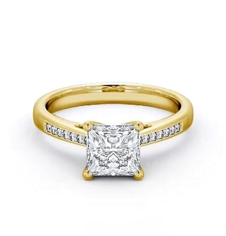 Princess Diamond High Setting Ring 18K Yellow Gold Solitaire ENPR8S_YG_THUMB1
