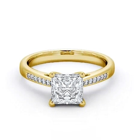 Princess Diamond High Setting Ring 18K Yellow Gold Solitaire ENPR8S_YG_THUMB2 