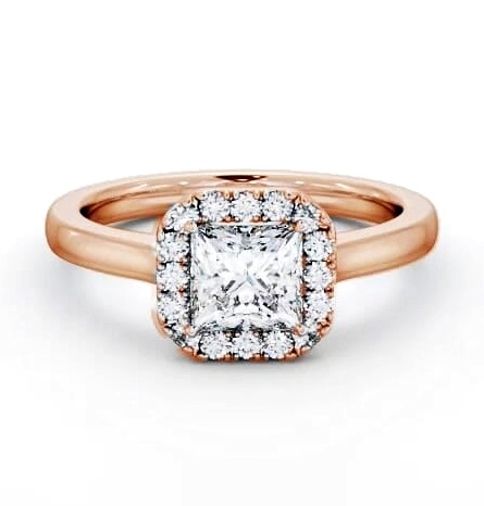 Halo Princess Diamond with Plain Band Engagement Ring 9K Rose Gold ENPR90_RG_THUMB1