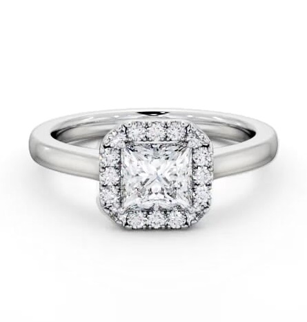 Halo Princess Diamond with Plain Band Engagement Ring 18K White Gold ENPR90_WG_THUMB2 