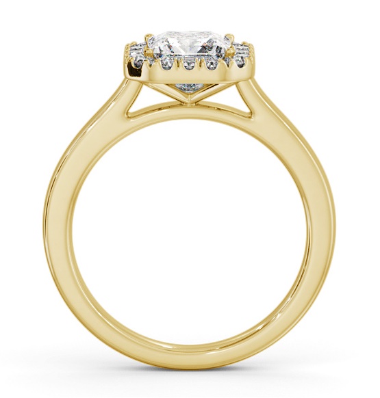 Halo Princess Diamond with Plain Band Engagement Ring 18K Yellow Gold ENPR90_YG_THUMB1 