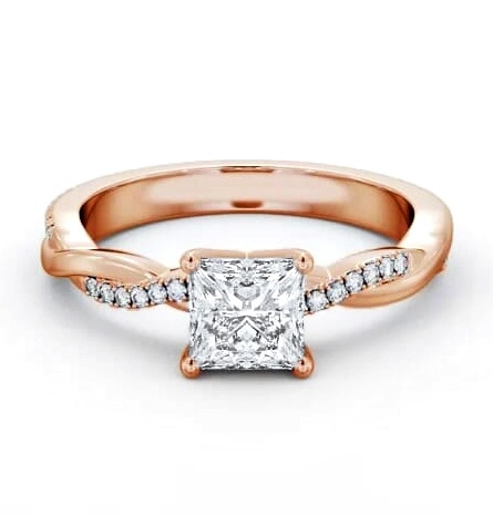 Princess Diamond Crossover Band Ring 18K Rose Gold Solitaire ENPR90S_RG_THUMB1