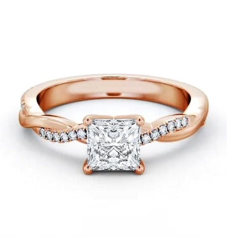 Princess Diamond Crossover Band Ring 18K Rose Gold Solitaire ENPR90S_RG_THUMB2 