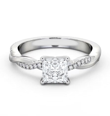 Princess Diamond Crossover Band Engagement Ring Palladium Solitaire ENPR90S_WG_THUMB2 