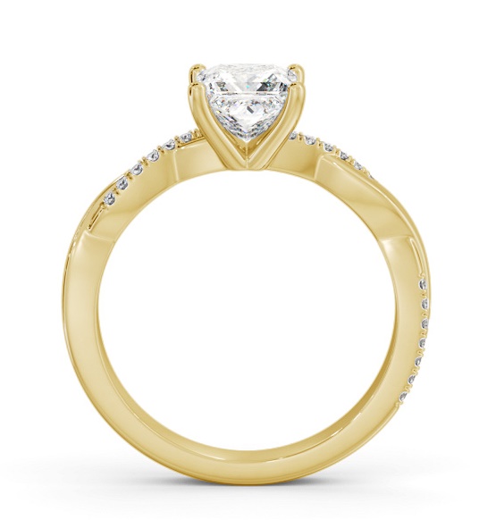 Princess Diamond Crossover Band Ring 18K Yellow Gold Solitaire ENPR90S_YG_THUMB1 