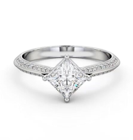 Princess Rotated Head with Knife Edge Ring 18K White Gold Solitaire ENPR91S_WG_THUMB1