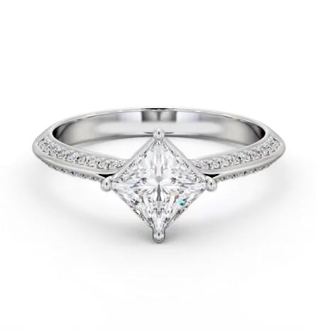Princess Rotated Head with Knife Edge Ring 18K White Gold Solitaire ENPR91S_WG_THUMB2 