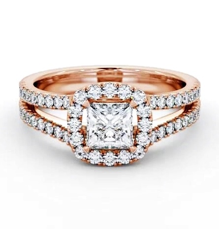Halo Princess Diamond Split Band Engagement Ring 18K Rose Gold ENPR92_RG_THUMB1