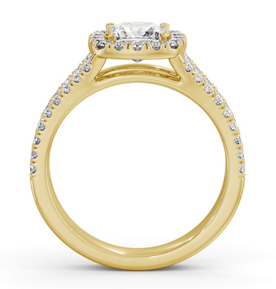 Halo Princess Diamond Split Band Engagement Ring 18K Yellow Gold ENPR92_YG_THUMB1 