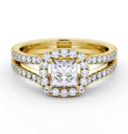 Halo Princess Diamond Split Band Engagement Ring 18K Yellow Gold ENPR92_YG_THUMB2 