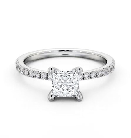 Princess Diamond Dainty 4 Prong Engagement Ring Palladium Solitaire ENPR92S_WG_THUMB1