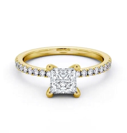 Princess Diamond Dainty 4 Prong Ring 18K Yellow Gold Solitaire ENPR92S_YG_THUMB1