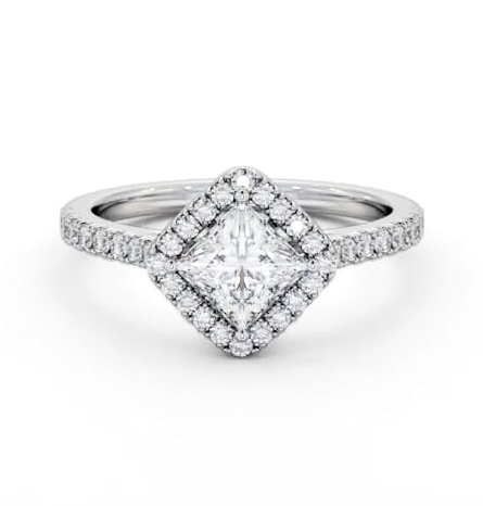 Halo Princess Diamond with Rotated Head Engagement Ring 18K White Gold ENPR93_WG_THUMB2 