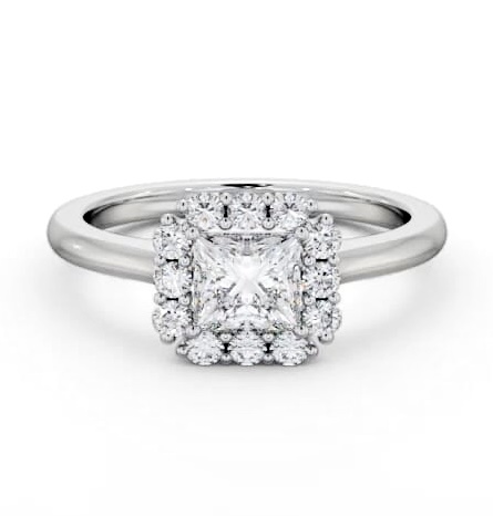 Halo Princess Diamond Elegant Style Engagement Ring 18K White Gold ENPR94_WG_THUMB2 